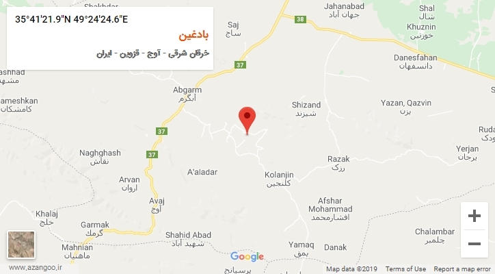 روستای بادغین بر روی نقشه