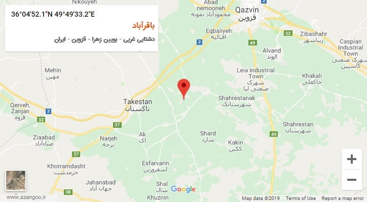 روستای باقرآباد بر روی نقشه