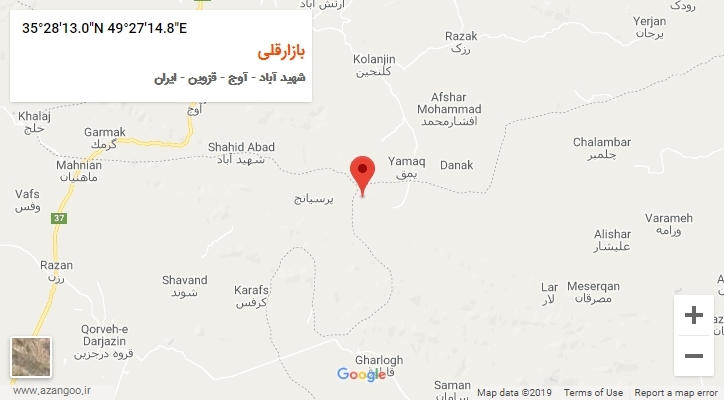 روستای بازارقلی بر روی نقشه