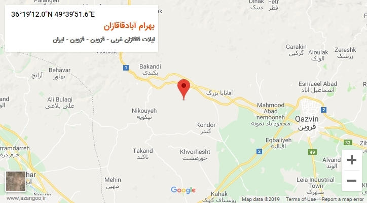 روستای بهرام آبادقآقازان بر روی نقشه