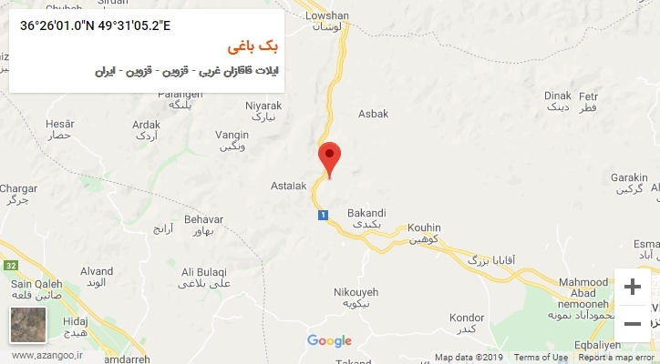 روستای بک باغی بر روی نقشه