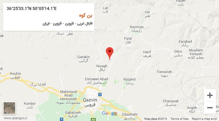 روستای بن کوه بر روی نقشه