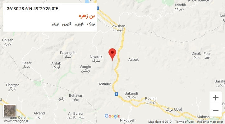 روستای بن زهره بر روی نقشه