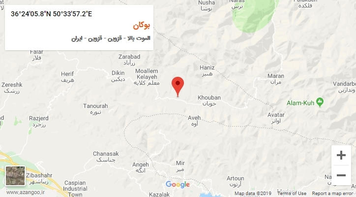 روستای بوکان بر روی نقشه