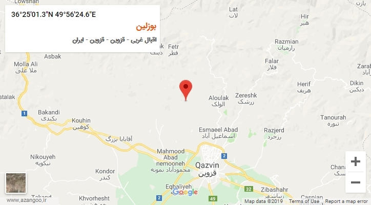 روستای بوزلین بر روی نقشه