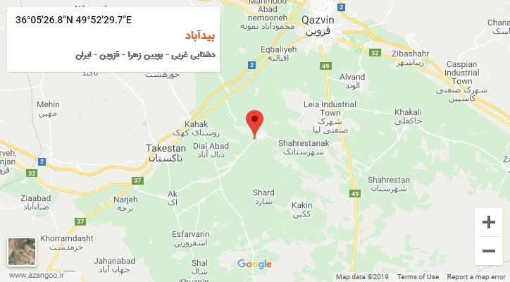 روستای بیدآباد بر روی نقشه