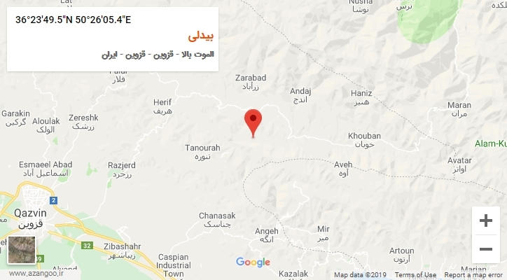 روستای بیدلی بر روی نقشه
