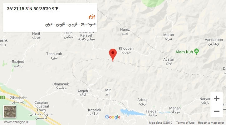 روستای بزم بر روی نقشه
