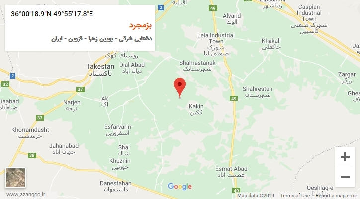 روستای بزمجرد بر روی نقشه