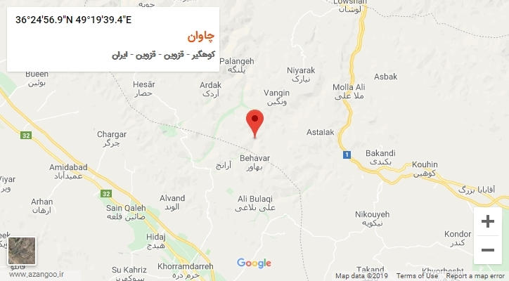 روستای چاوان بر روی نقشه