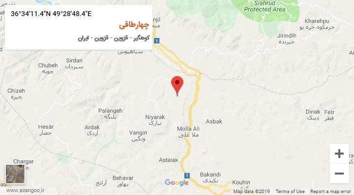 روستای چهارطاقی بر روی نقشه