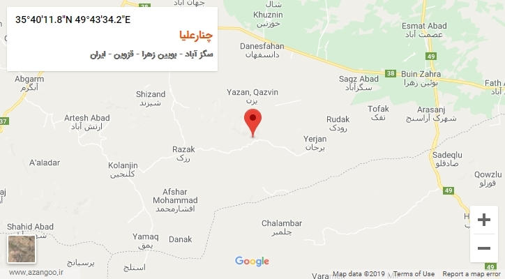 روستای چنارعلیا بر روی نقشه