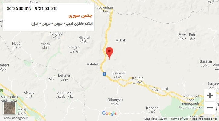 روستای چنس سوری بر روی نقشه