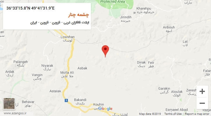 روستای چشمه چنار بر روی نقشه