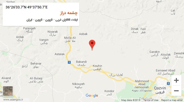 روستای چشمه دراز بر روی نقشه