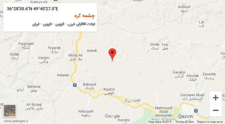 روستای چشمه کره بر روی نقشه