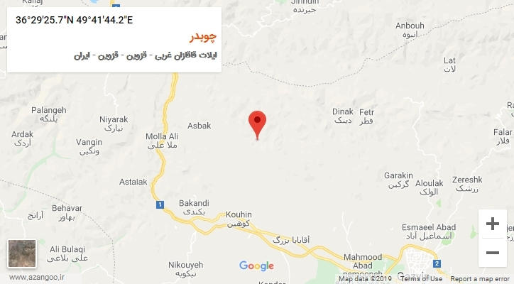 روستای چوبدر بر روی نقشه