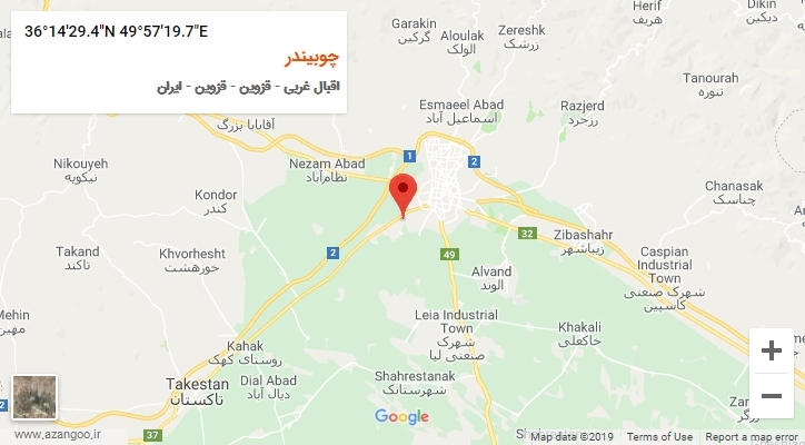 روستای چوبیندر بر روی نقشه