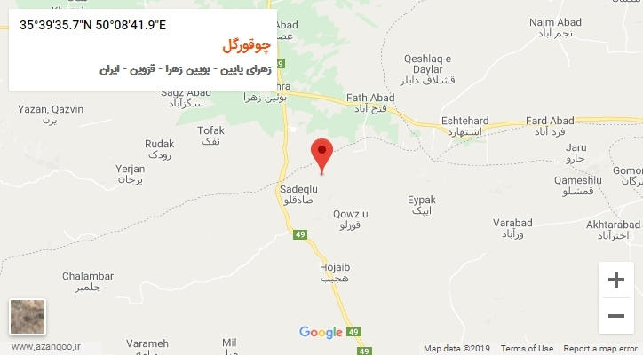 روستای چوقورگل بر روی نقشه