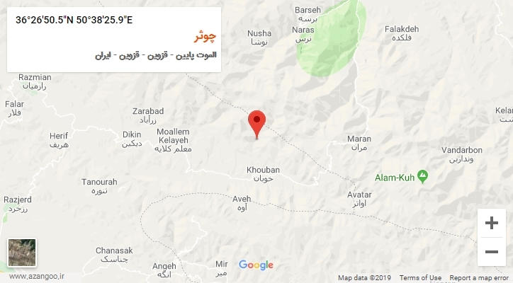 روستای چوثر بر روی نقشه