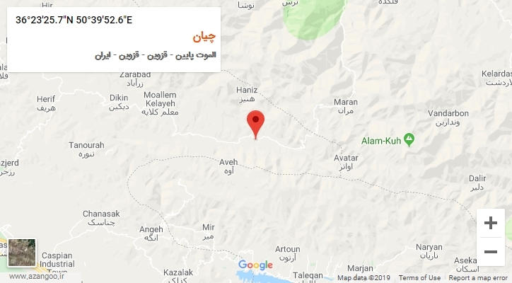 روستای چیان بر روی نقشه