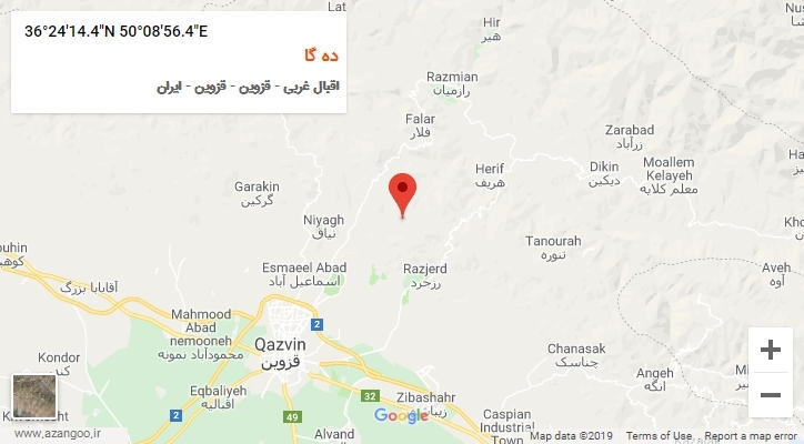 روستای ده گا بر روی نقشه
