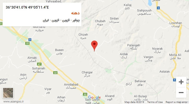 روستای دهنه بر روی نقشه