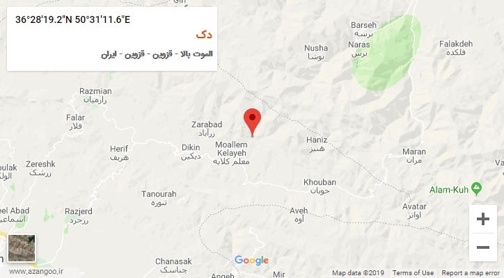 روستای دک بر روی نقشه