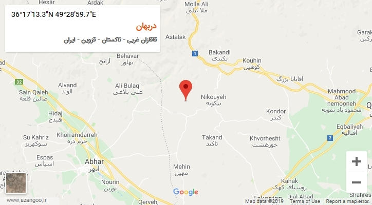 روستای دربهان بر روی نقشه