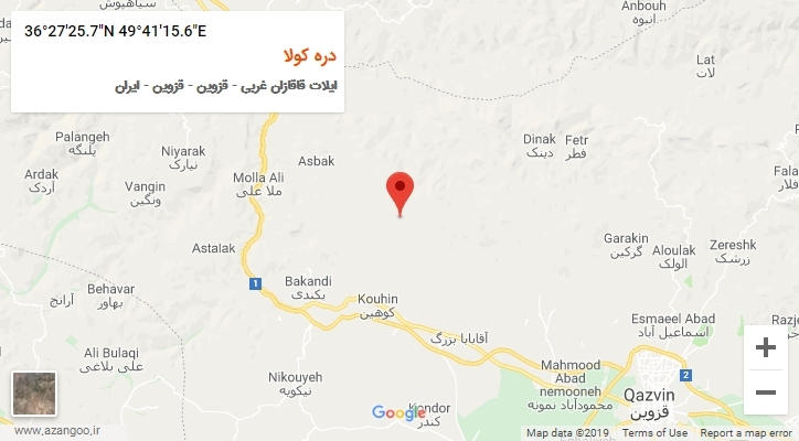 روستای دره کولا بر روی نقشه