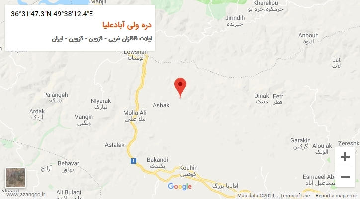 روستای دره ولی آبادعلیا بر روی نقشه