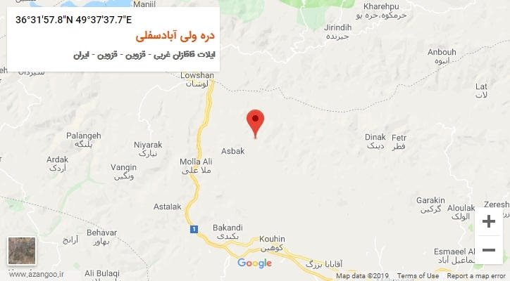 روستای دره ولی آبادسفلی بر روی نقشه