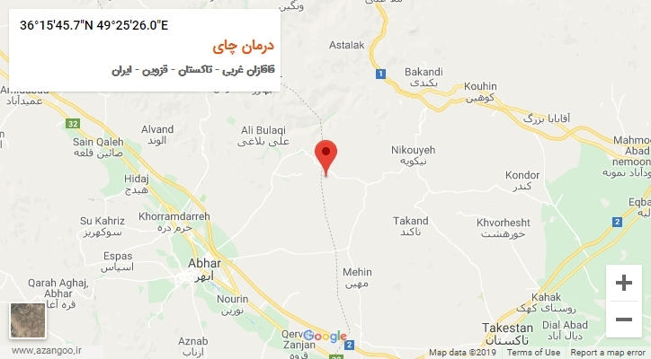 روستای درمان چای بر روی نقشه