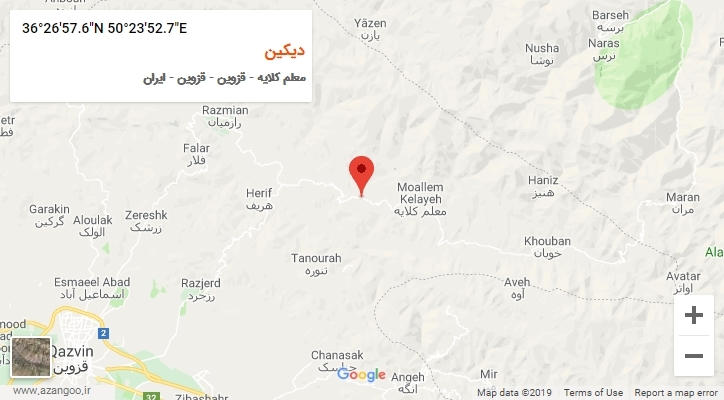 روستای دیکین بر روی نقشه