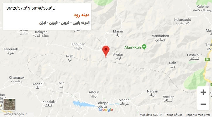 روستای دینه رود بر روی نقشه