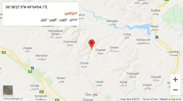 روستای دیزجین بر روی نقشه