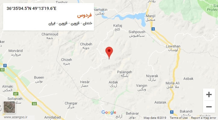 روستای فردوس بر روی نقشه
