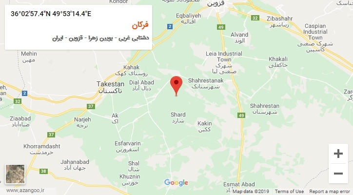 روستای فرکان بر روی نقشه