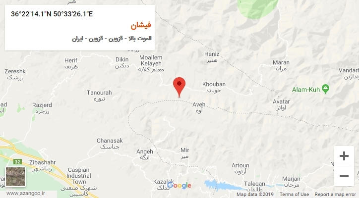 روستای فیشان بر روی نقشه