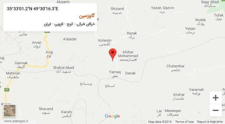 روستای گاوزمین بر روی نقشه