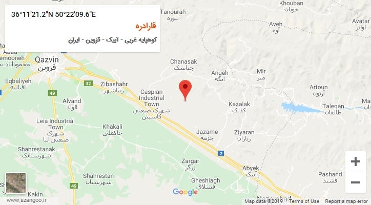 روستای قارادره بر روی نقشه