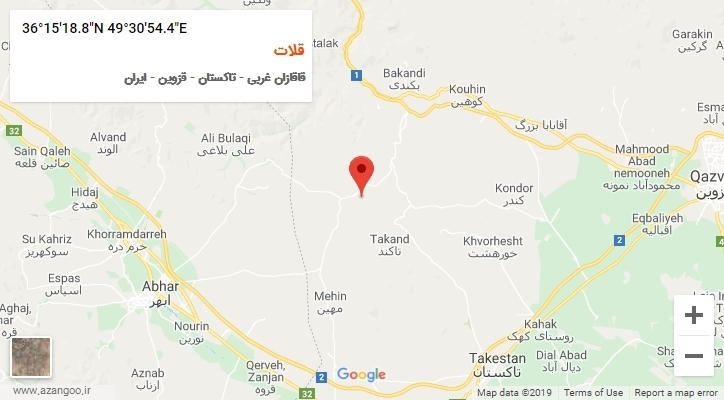 روستای قلات بر روی نقشه