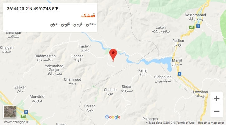 روستای قمشک بر روی نقشه