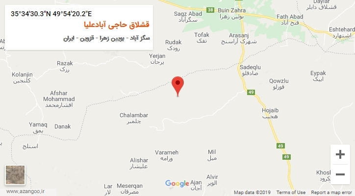روستای قشلاق حاجی آبادعلیا بر روی نقشه