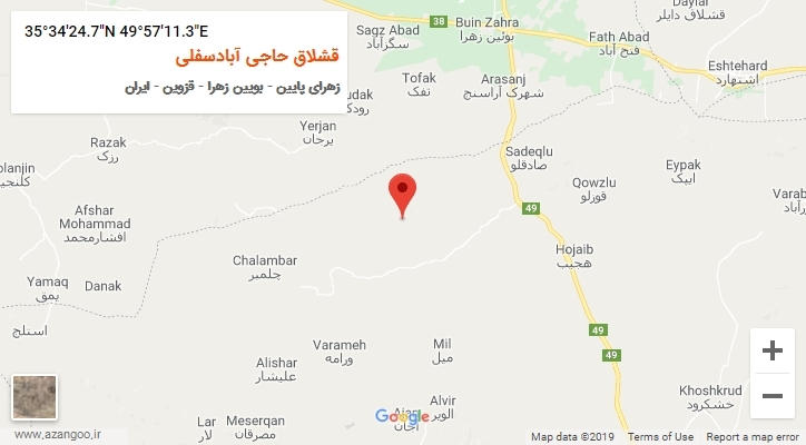 روستای قشلاق حاجی آبادسفلی بر روی نقشه
