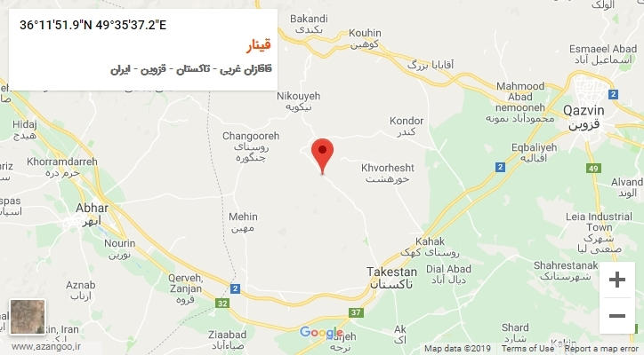روستای قینار بر روی نقشه