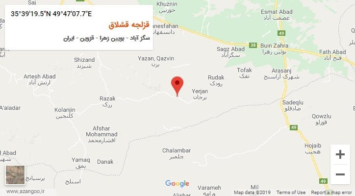 روستای قزلجه قشلاق بر روی نقشه