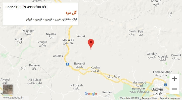 روستای گل دره بر روی نقشه