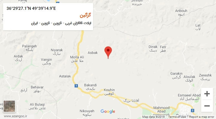 روستای گزگین بر روی نقشه