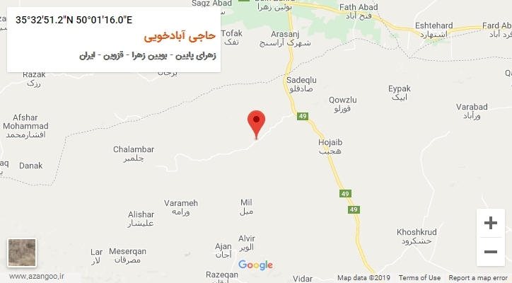 روستای حاجی آبادخویی بر روی نقشه